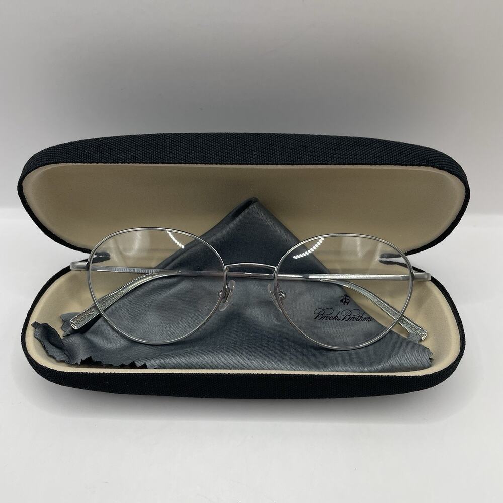 Brooks Brothers BB1002 Gray Metal Eyeglasses Round Frames NWOT 53-19-140 w/ Case
